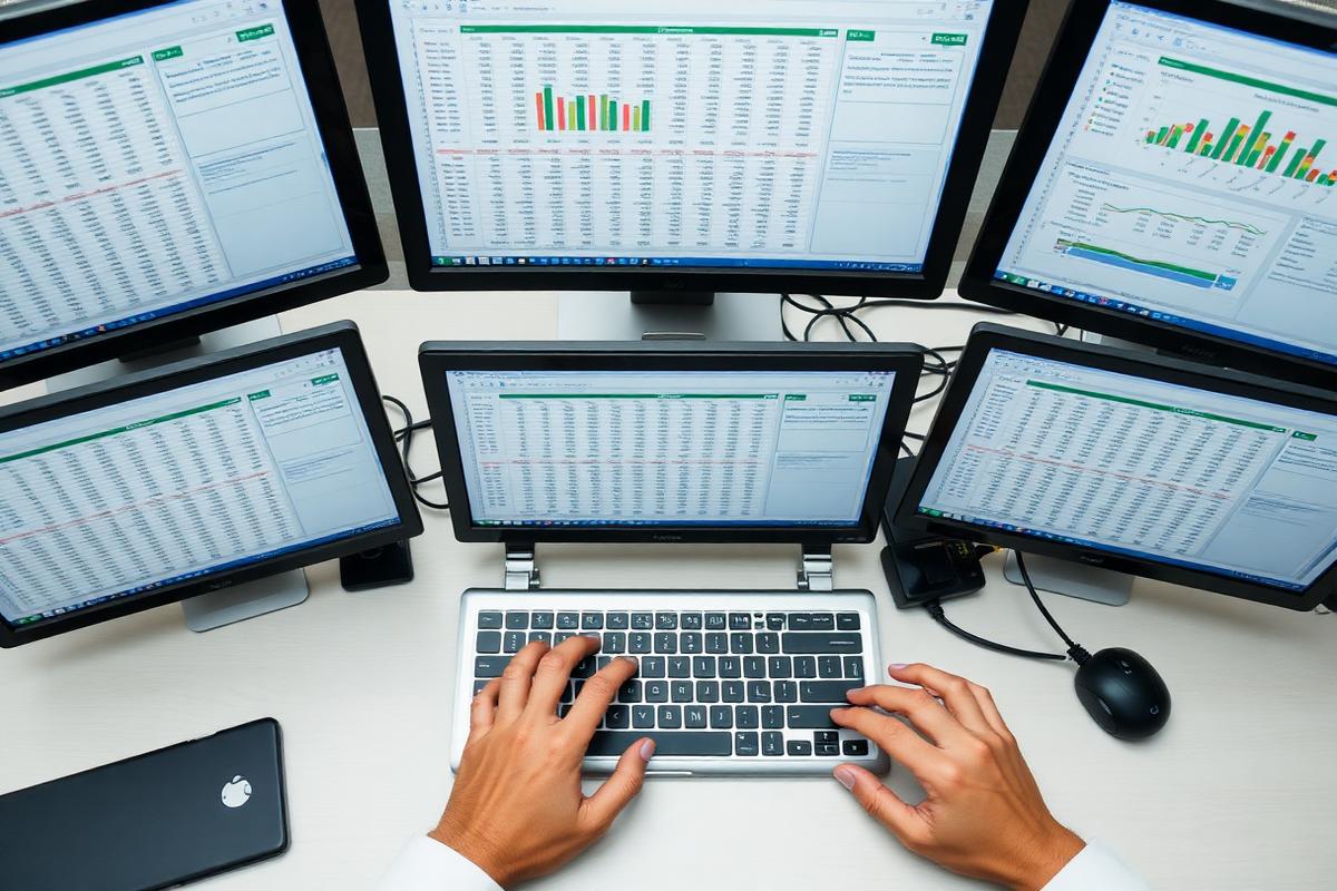 Multi-monitor Excel analytics setup